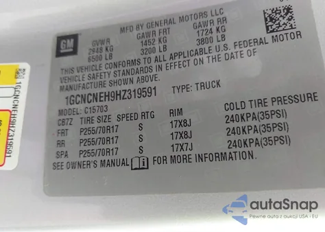 2017 Chevrolet Silverado 1500 Ls from USA, damaged, VIN 1GCNCNEH9HZ319591